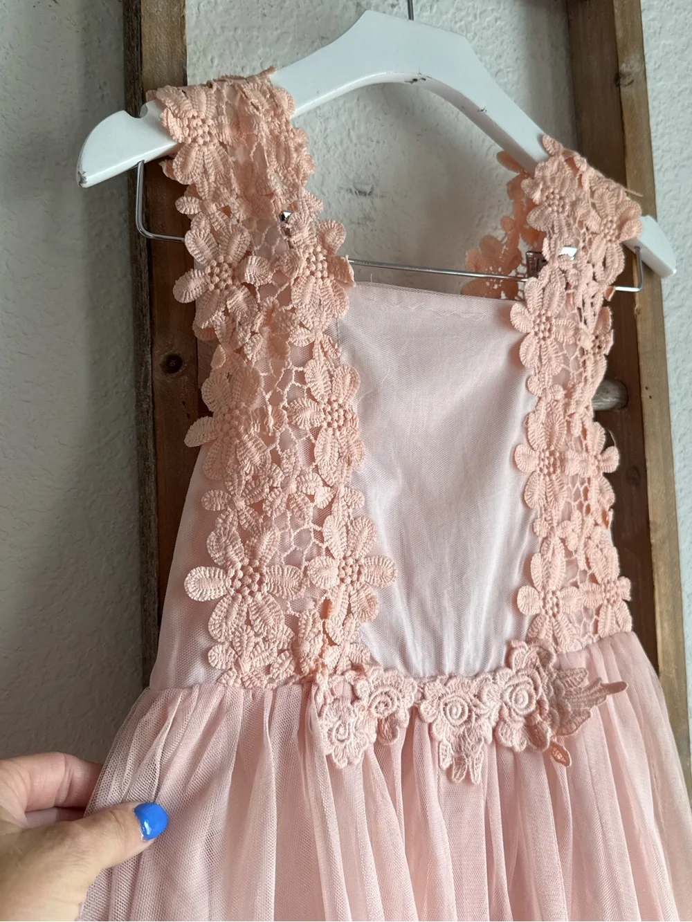 Trish Scully Blush Pink Floral Lace & Tulle Flower Girl Dress Sz: 8 NWT